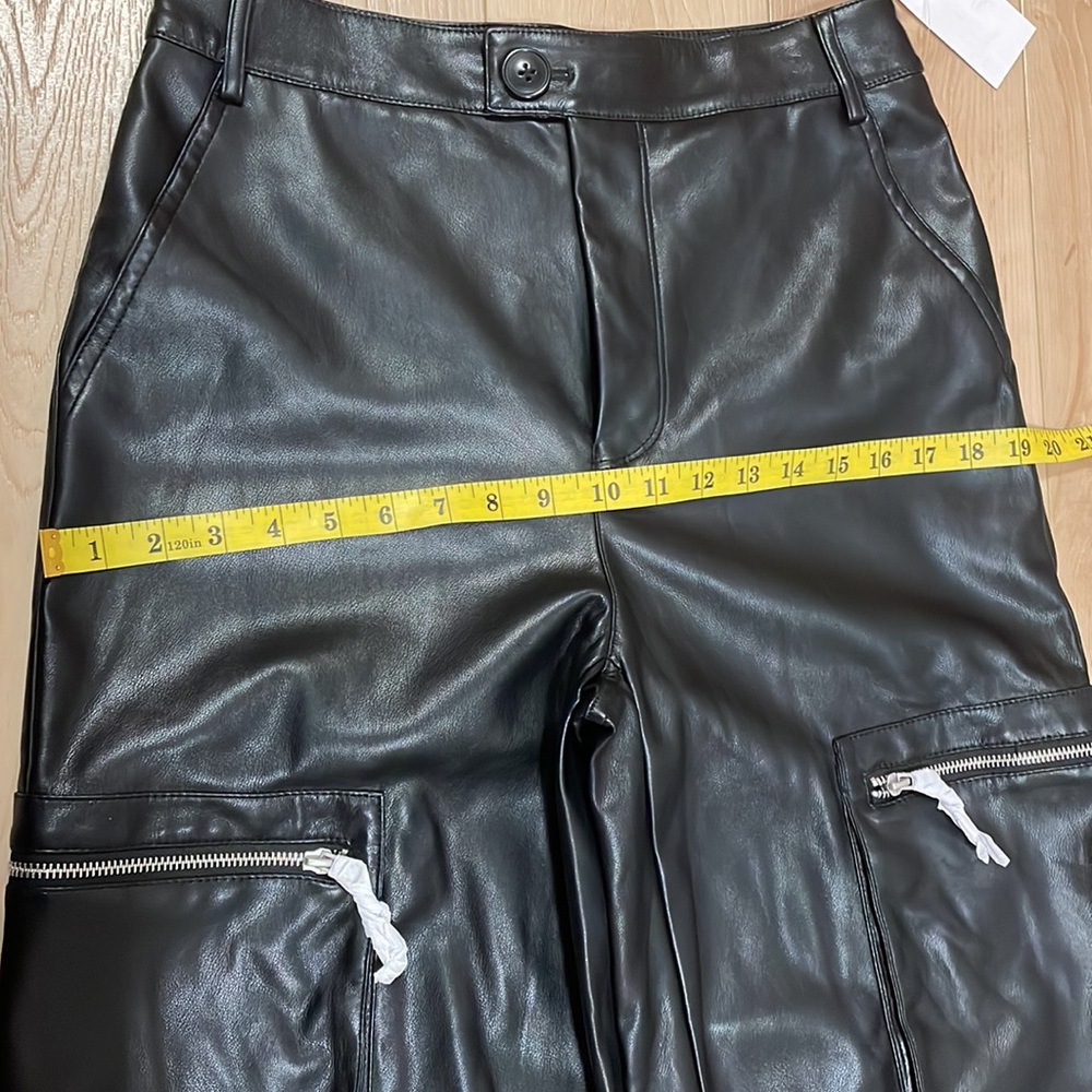 Avec Les Filles Black Faux Leather Cargo Wide Leg Pants S NWT - Picture 12 of 14